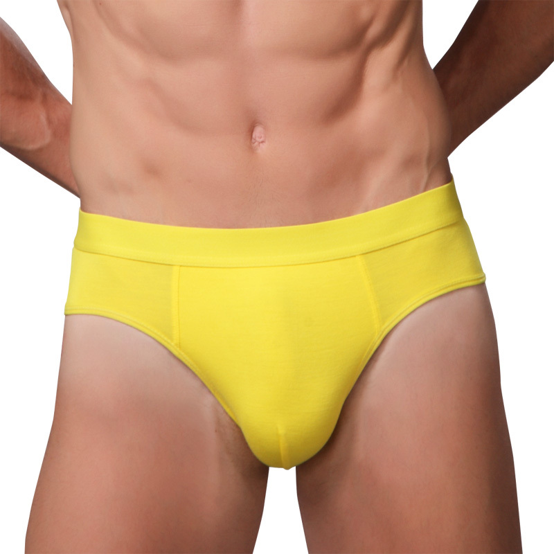 Men's U-Convex Plus Size New Wide-Brimmed Super Elastic Soft New Boxed Yellow Modal Men's Briefs Underwear