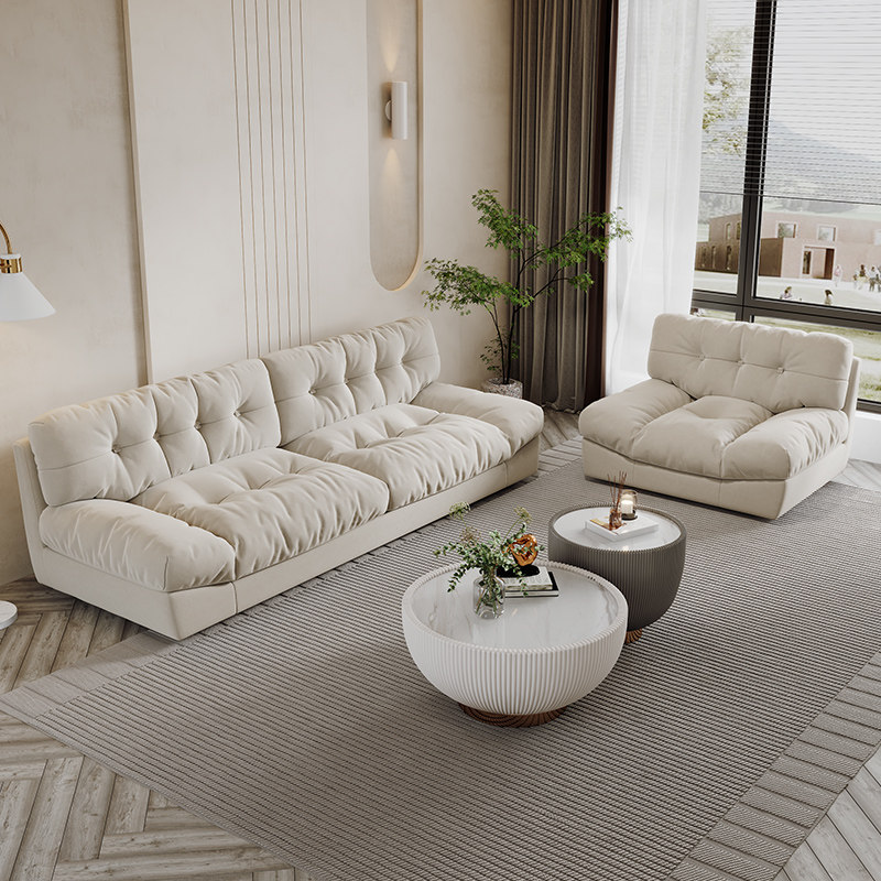 Italian minimalist cloud fabric sofa modern simple straight row small apartment matte cloth baxter net red light luxury style