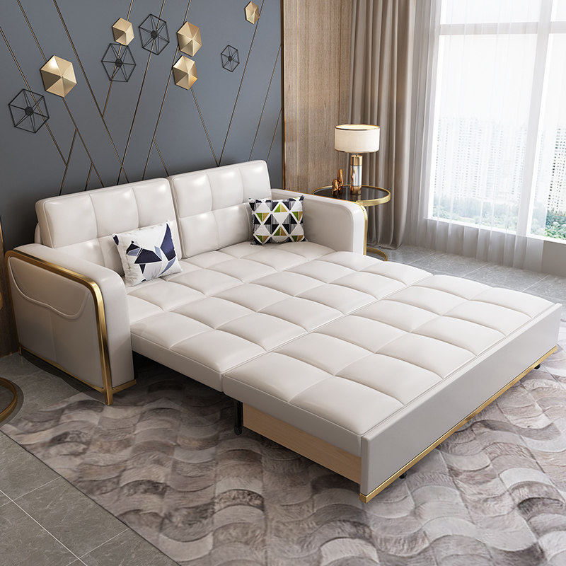 Simple modern sofa bed multifunctional economical fabric net red style living room small apartment light luxury storage double bed