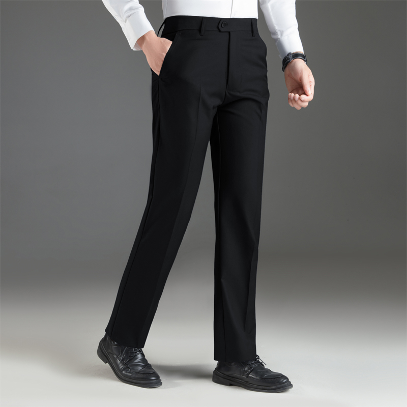 Men's Black Business Casual Straight-Leg Loose High-End Suit Pants Slim Fit Suit Trousers Men's Pants Summer