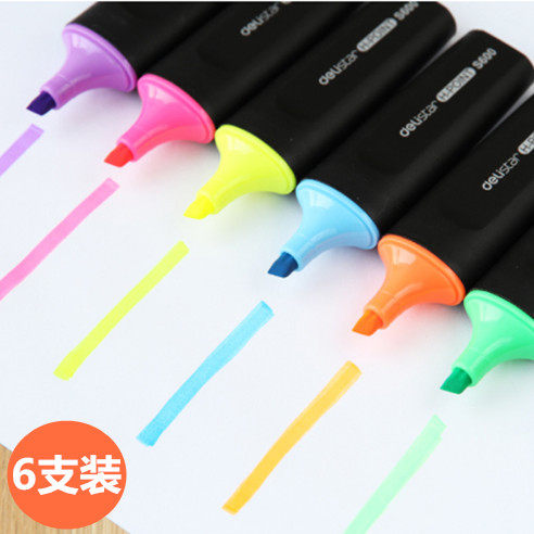 6pcs Highlighter S600 Fluorescent Marker Color Marker Doodle Pen Stationery Fluorescent marker