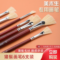 Picasso fan-shaped pen single long rod pig hair oil painting pig bristles pen bottom brush watercolor gouache brush set