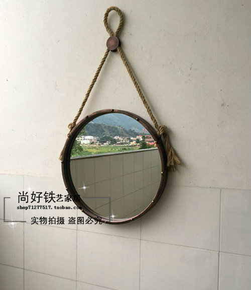Gương rèn đôi bằng sắt rèn gương tròn gương trang điểm gương phòng tắm gương thay gương - Gương gương trang điểm để bàn
