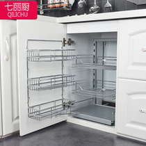 Kitchen cabinet pull basket stainless steel floor cabinet small monster shelf Multi-layer open door seasoning bottle 450 cabinet 600