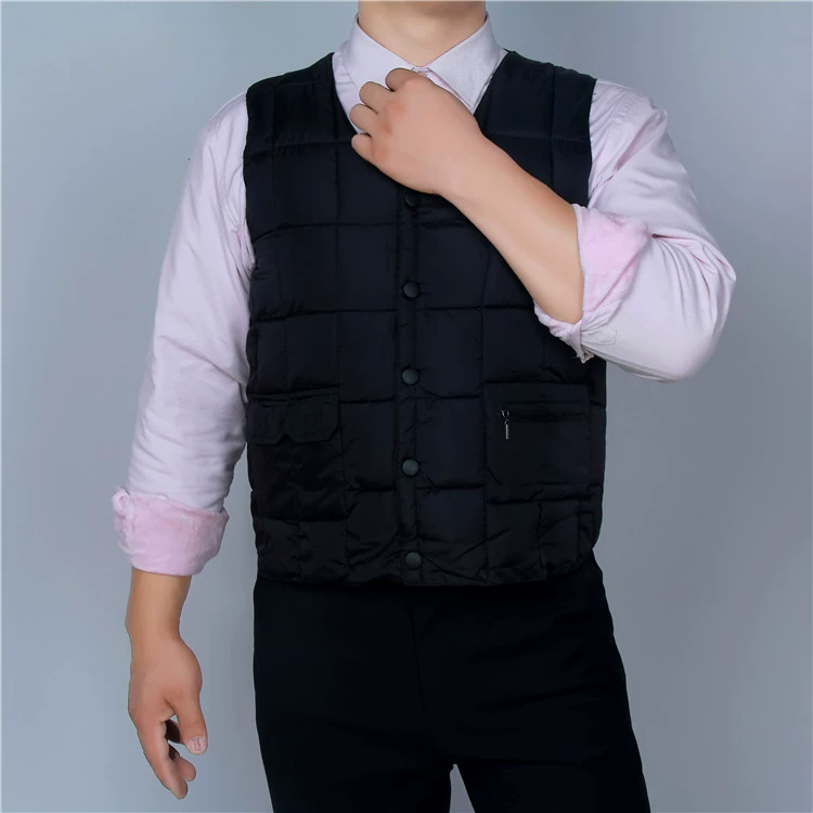 Mùa thu và mùa đông nam xuống áo vest cotton ấm dày trung niên nhiều túi vest nam bên trong và bên ngoài mặc vest vest cotton áo chi lê