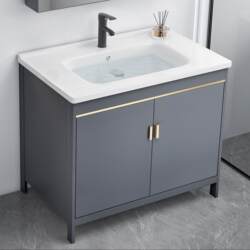 Floor Type Washbasin Cabinet Combination Bathroom Cabinet Ceramic Integrated Space Aluminum Washbasin Toilet For Home Washstand