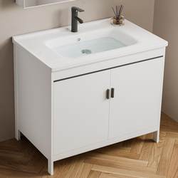 Floor Type Wash Basin Cabinet Combination Space Aluminum Bathroom Cabinet Ceramic Integrated Wash Basin For Home Toilet Wash Table