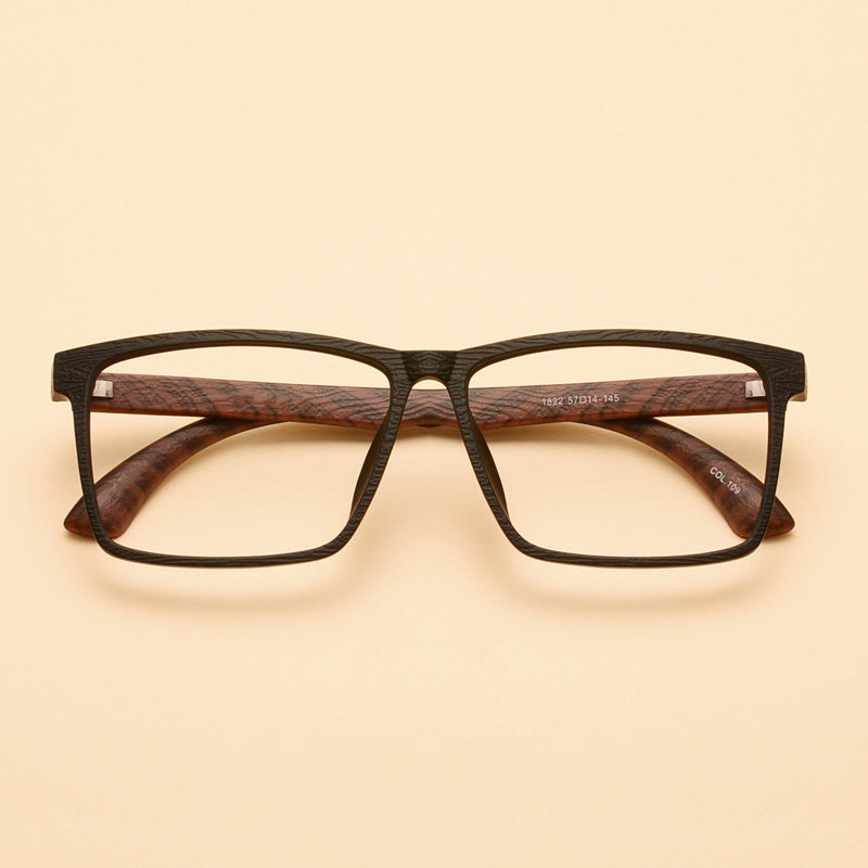 Retro imitation wood grain TR90 large square frame glasses frame male wooden full frame myopia glasses frame female eye height number