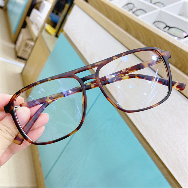 Widen and increase TR90 trend double beam toad glasses frame male big face mirror female transparent BAO WEN frame fat man