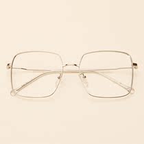 Metal big square frame glasses frame women can be equipped with myopia round face anti blue light Joker frame male neutral face thin silver