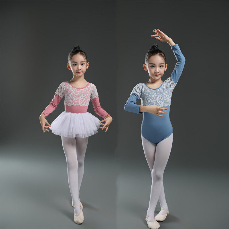 Blue bean seedlings same girl long sleeved ballet dance dress girl Chinese dance dress test suit