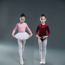 Spring Velvet Children Ballet Course Baby Dance Dress Girl Body Short Clothes Examination Long Sleeve Fair