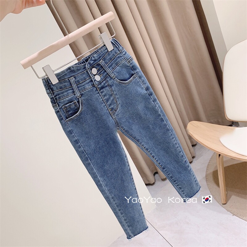 Korean version of children's clothing girls' jeans autumn and winter 2022 Western style Korean style little girls self-cultivation children's fashionable washed pants