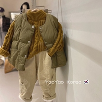 Korean version of the children's clothing 2022 new children's winter suit with foreign gas male and female babies and cotton vested high-collar sweaters