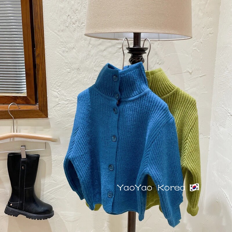 Korean version Dongdaemun 2022 New children's cardio-hoodie sweatshirt spring autumn male and female baby high collar knit jacket spring payment