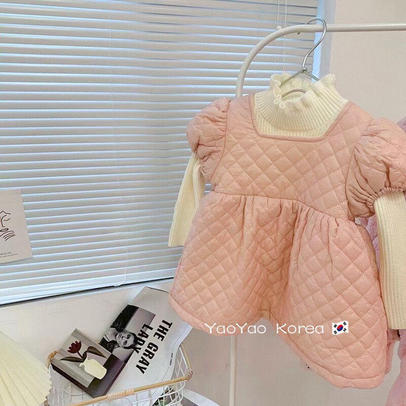 Korean version of children's clothing girls' dresses 2022 new Western style winter children's baby quilted skirt thickened warm winter clothing