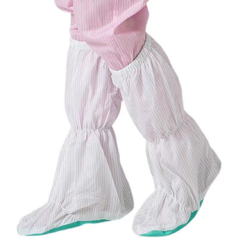 Anti-Static Soft-Soled Shoe Covers, Dust-Free Shoes, Long Tube Clean Socks, White and Blue High Boots, Purification Workshop Work Shoes