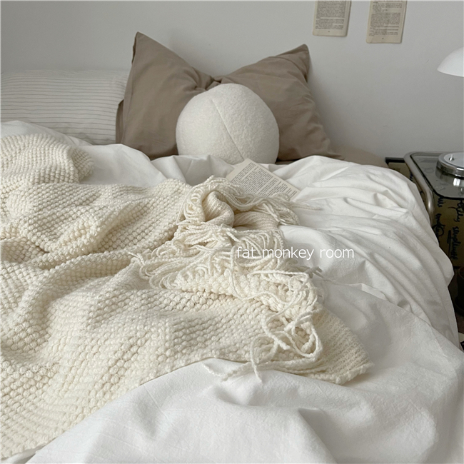 Pineapple Grid Blanket | ins Simple Japanese Versatile Honeycomb Waffle Air Conditioning Blanket Office Nap Blanket_voghion.com