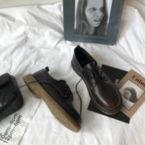 Little sun home 2021 New Korean leather shoes a pedal ins Japanese retro Harajuku low-top casual shoes women