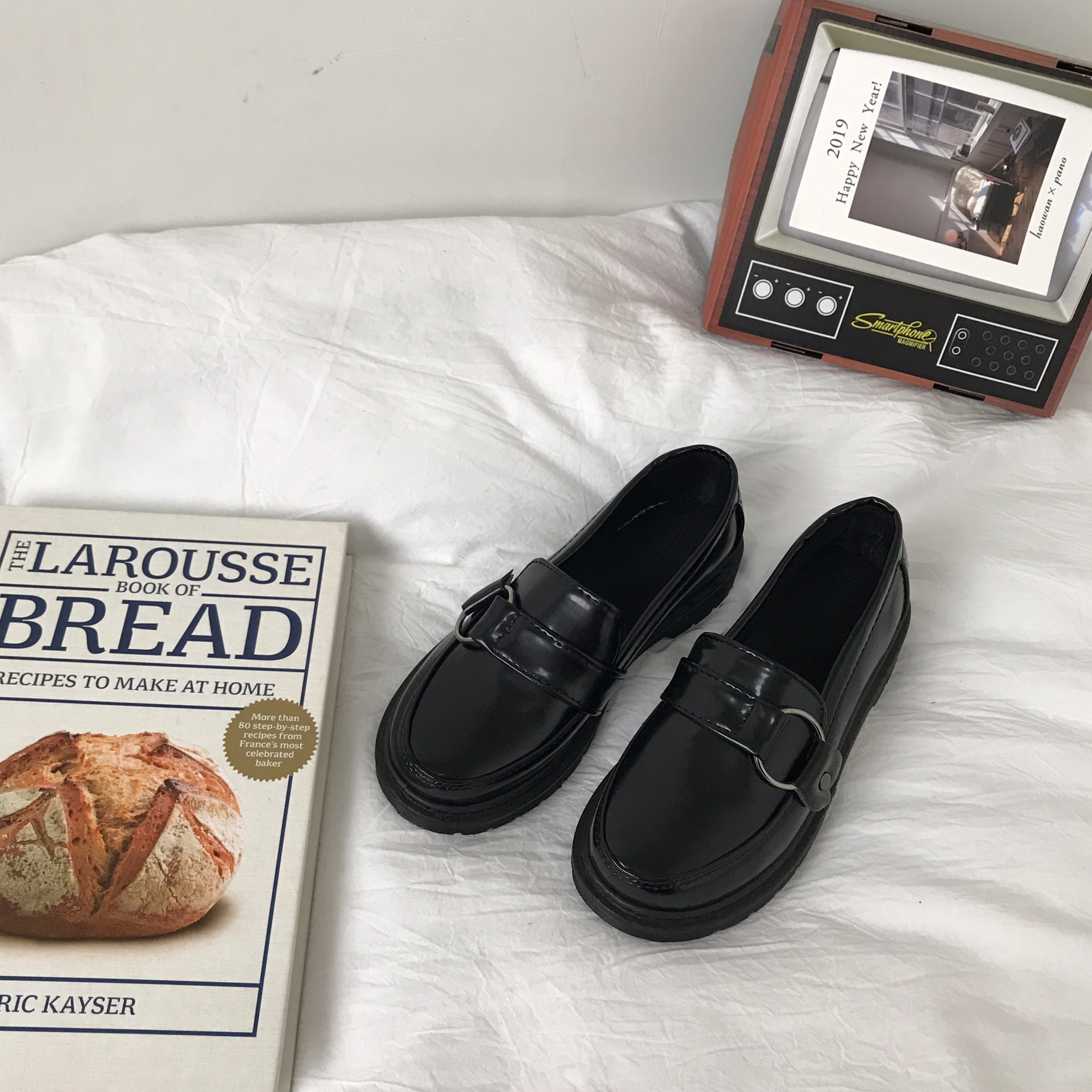 Small sun's South Korean ulzzang2022 New Harajuku Black jk Small Leather Shoes Student Loafers Female Spring