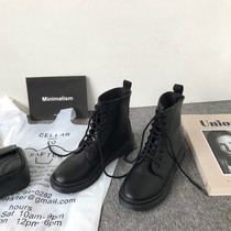 Small sun home Korean version of ins big hot British style College retro pu locomotive chic Martin boots female winter plus Velvet