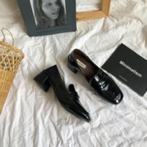 Korean version of ulzzang a pedal British style chic small leather shoes thick and versatile single shoes womens shoes 2021 New