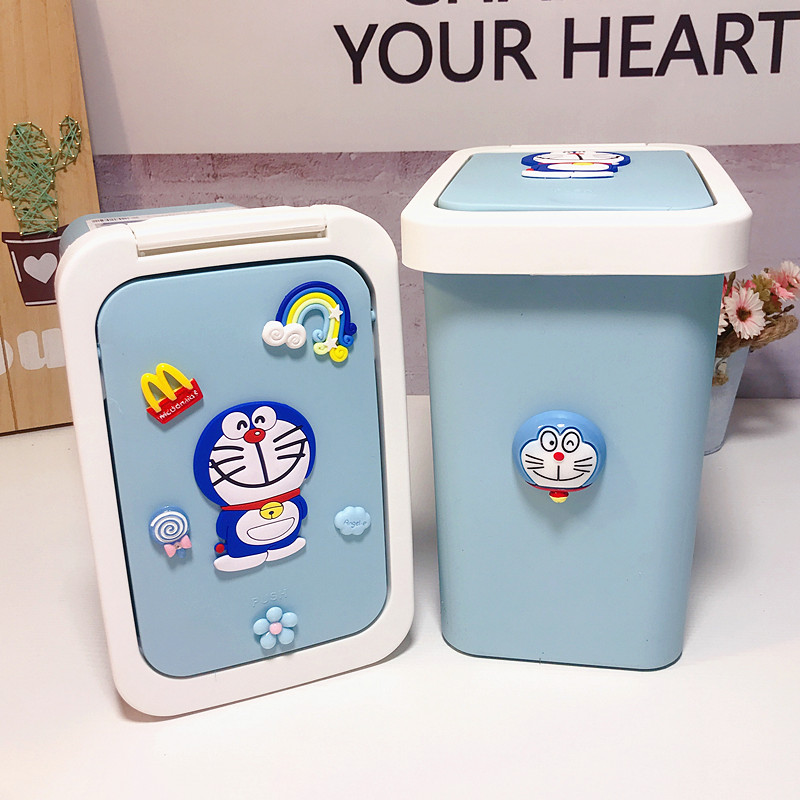 Creative cartoon trash can Household cute girl bedroom Nordic ins Light luxury living room size number press with lid
