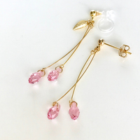 CREEMA Minne Japanese purchasing handicraft pink cherry blossom crystal exquisite ear hook/earrings/ear clip
