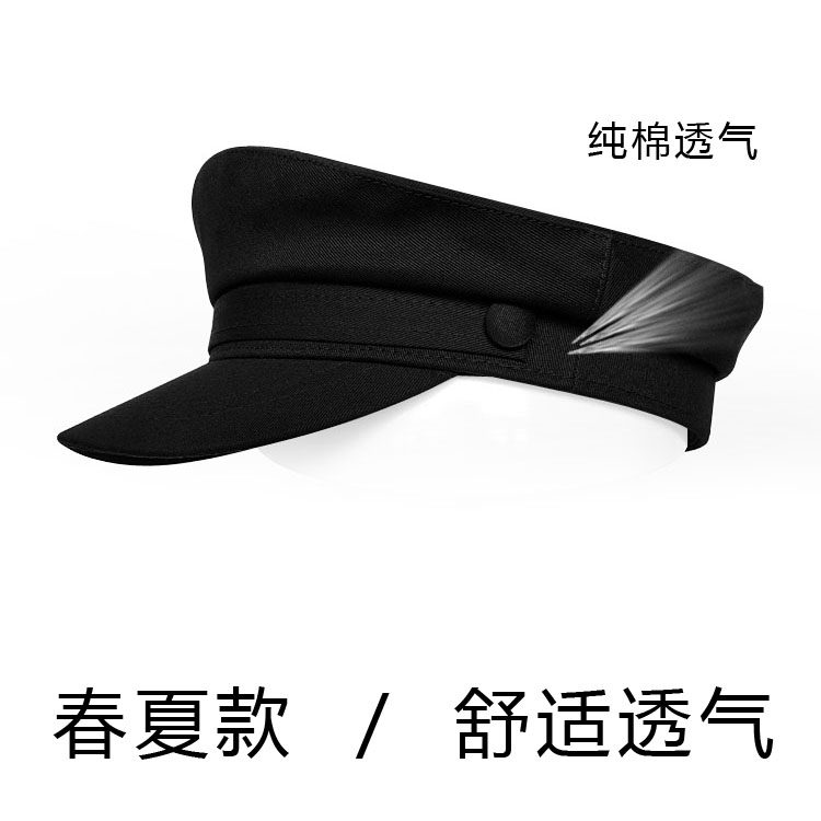 Navy wind hat male and female fashion handsome student cap cotton linen breathable flat cap black cotton peaked cap