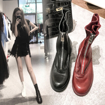 High-end version ~310 Martin boots female British style new leather thin boots front zipper motorcycle boots retro short boots