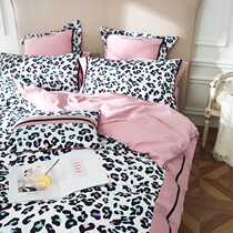 Net red cotton 80 stylish color sexy BAO WEN pure cotton satin four-piece set cute princess style pink sheets