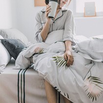 Net red small fresh printing four-piece set Cotton pure cotton simple Nordic style elegant small floral quilt cover for bed