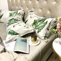 Net red high-grade printing Lyocell Tencel four-piece silk quilt cover sheets Fitted sheet summer ice silk naked bed