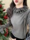 Princess-style sweet ruffled top for women in fall and winter soft and waxy chic layered sweater with base layer sweater
