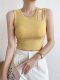 Women's 2026 Summer Hot Girl Style Irregular One-Shoulder Crop Top with Chest Pads and Hollow-Out Straps, Suitable for Wearing Outside as a Sports Tank Top