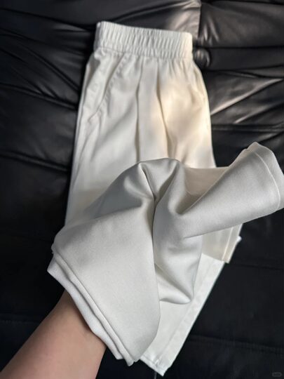 Lazy style denim Yamamoto pants for women spring and summer 2025 new straight casual casual high waist trousers Tencel wide leg pants