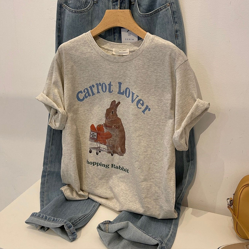 Hong Kong Style Age-Reducing Retro Cartoon Print T-Shirt Women's Top 2026 Summer Unique Niche Inner Wear Short-Sleeve Base Shirt Hong Kong Style Age-Reducing Retro Cartoon Print T-Shirt Women's Top 2026 Summer Unique Niche Inner Wear Short-Sleeve Base Shirt