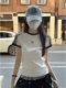 Retro striped T-shirt 2025 spring and summer new style chic bow embroidered short-sleeved American hottie slim-fitting top