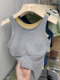 Padded vest for women, threaded sling, sports summer inner wear, anti-exposure sleeveless short top, design for outer wear