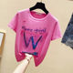 Letter printed pink T-shirt women's short-sleeved 2024 summer new Korean style white top Internet celebrity super hot ins trend