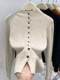 Single-breasted stacked stand-up collar knitted cardigan women's thickened coat autumn and winter soft waxy chic lazy knitted sweater top