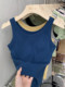 Padded vest for women, threaded sling, sports summer inner wear, anti-exposure sleeveless short top, design for outer wear