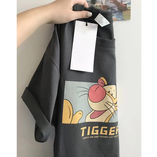 2026 Summer New Women's Clothing Plus Size Loose Casual Gray Tiger Print Short Sleeve T-Shirt Women's Thin Top ins