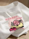 Milky apricot color fun cartoon printed T-shirt for women summer 2025 new Korean style loose and versatile pure cotton short-sleeved top