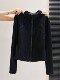 Autumn and winter German velvet double zipper long-sleeved cardigan T-shirt women's half turtleneck functional wind waist commuting all-match top jacket