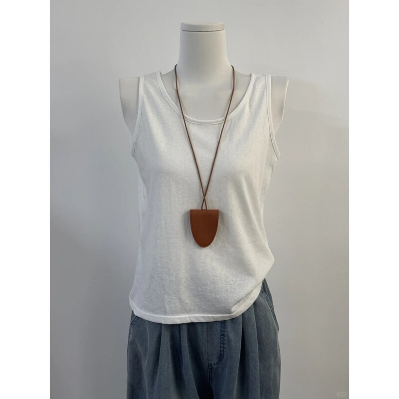ins Korean Style Girls' Relaxed U-Neck Snowflake Cotton Vest, Women's Thin Sleeveless Top That Covers Side Breasts, Can Be Worn as an Outer Layer