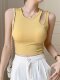 Women's 2026 Summer Hot Girl Style Irregular One-Shoulder Crop Top with Chest Pads and Hollow-Out Straps, Suitable for Wearing Outside as a Sports Tank Top