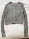 Gray Single-Breasted Knitted Cardigan for Women, Spring/Summer 2026 New Minimalist Style Casual Petite Jacket Long-Sleeve Top
