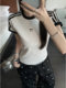 Retro striped T-shirt 2025 spring and summer new style chic bow embroidered short-sleeved American hottie slim-fitting top