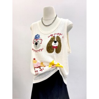 Fun Print, Lazy Style, Loose U-Neck Tank Top for Women, Summer Thin, Slightly See-Through, Outerwear, Slimming Sleeveless Top